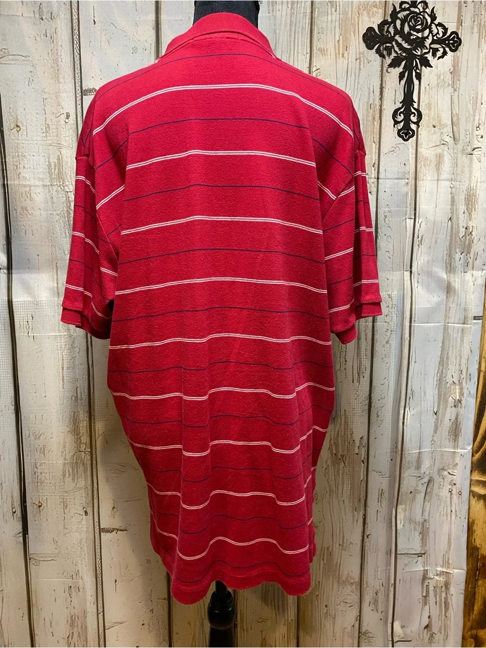 Ralph Lauren Red Polo with White Stripe Detail Sz-XL
